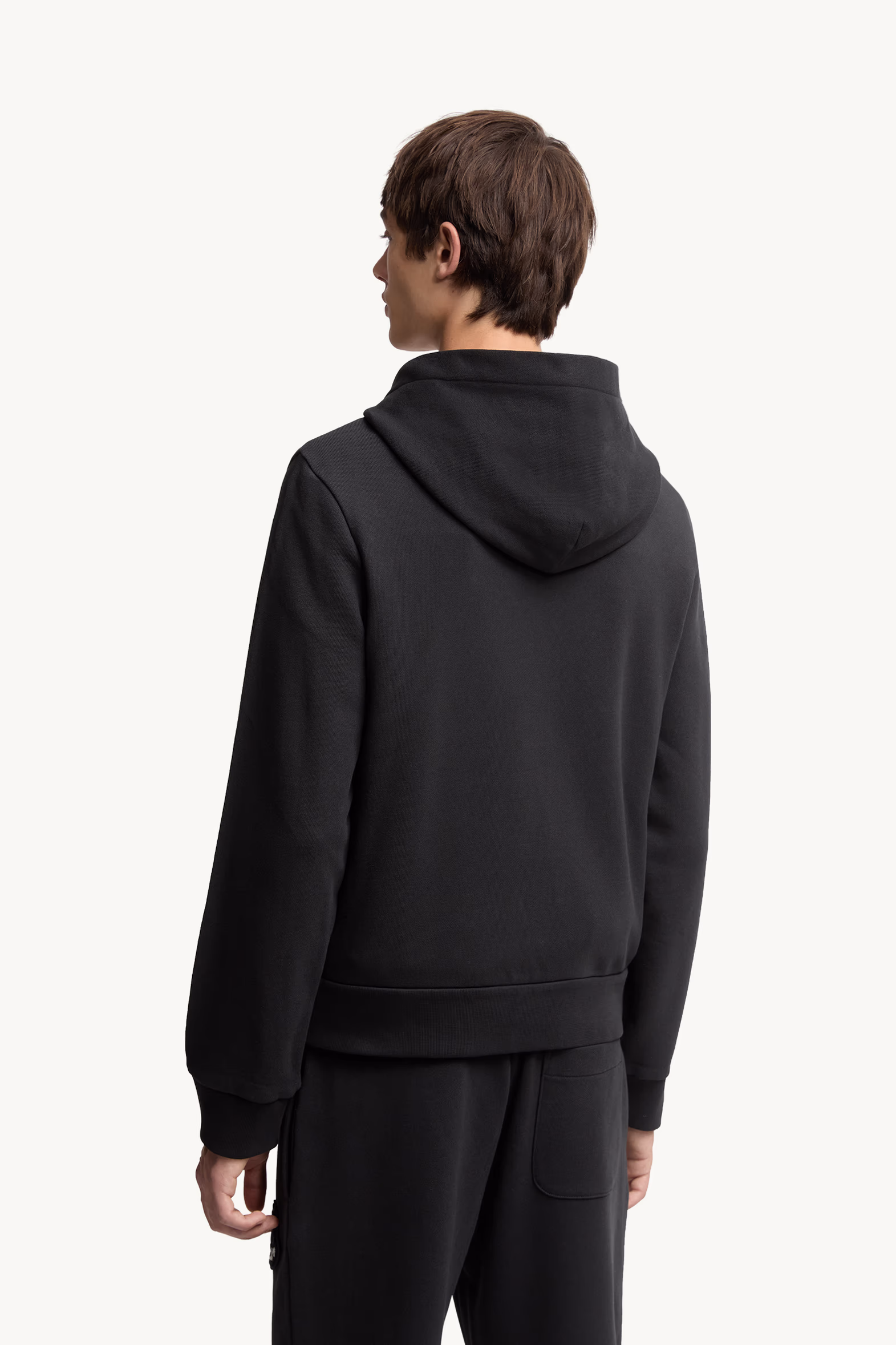 Logo Cotton Zip-Up Hoodie Men Black Moncler 5
